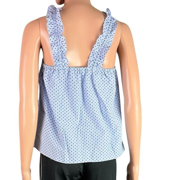 Waverly Grey Blue Polka Dotted Ruffle Tank Top - Picture 2 of 5